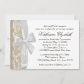 Witte kant en Burlap Eerste Communie Kaart (Voorkant)