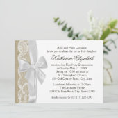 Witte kant en Burlap Eerste Communie Kaart (Staand voorkant)