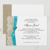 Witte kant en Burlap Eerste Communie Kaart (Voorkant / Achterkant)