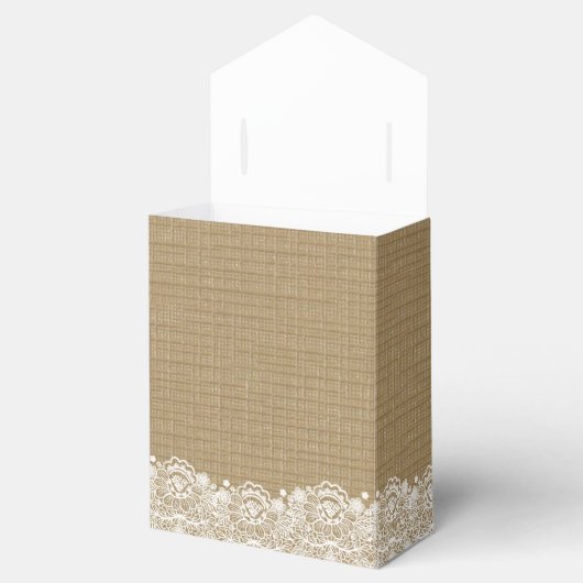 Witte Kant en Burlap Land Chique Bruiloft Bedankdoosjes (Geopend)