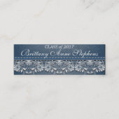 Witte kant en Denim Afstuderen invoegen Contactkaartje (Voorkant)