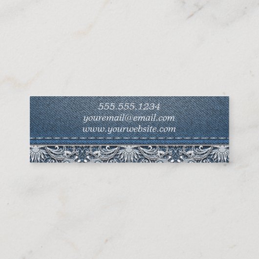 Witte kant en Denim Afstuderen invoegen Contactkaartje (Achterkant)