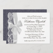 Witte kant en denim eerste communie kaart (Voorkant / Achterkant)