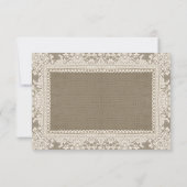 Witte kant en jute bruiloft RSVP kaarten Kaartje (Achterkant)