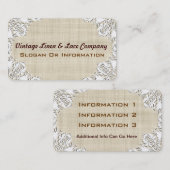  witte kant en linen Visitekaartjes (Voorkant / Achterkant)