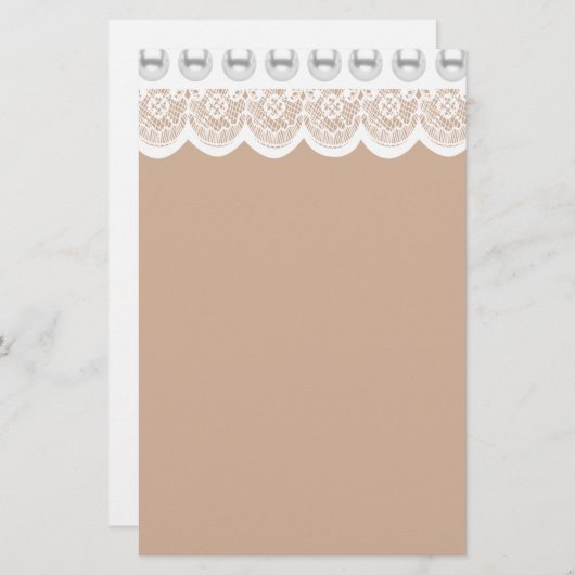 Witte kant en parels briefpapier (Voorkant / Achterkant)