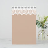 Witte kant en parels briefpapier (Staand voorkant)