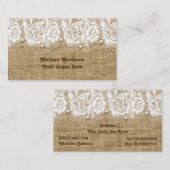 Witte kant en parels op linnen gekleurde jute visitekaartje (Voorkant / Achterkant)