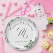 Witte kant en Roos bladeren Bord papier (Feest)