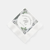 Witte kant en Roos bladeren Bord papier Servet (Hoek)