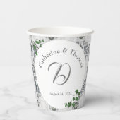 Witte kant en Roos bladeren Papieren Bekers (Achterkant)