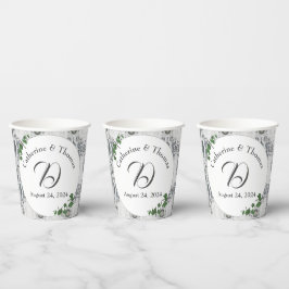 Witte kant en Roos bladeren Papieren Bekers