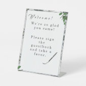 Witte kant en Roos bladeren Reclamebord Met Voetstuk (Voorkant)