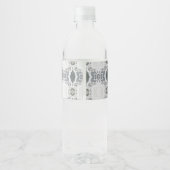 Witte kant en Roos bladeren Waterfles Etiket (Achterkant)