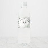 Witte kant en Roos bladeren Waterfles Etiket (Voorkant)