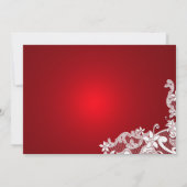 Witte kant en Ruby bruiloft Kaart (Achterkant)