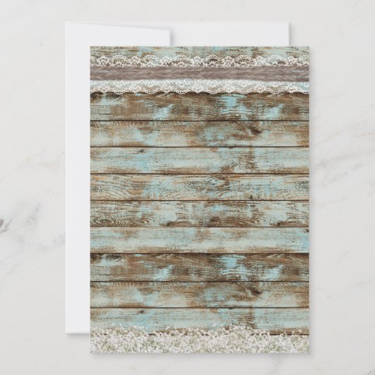witte kant en twine Rustic Barn Wedding Kaart (Achterkant)