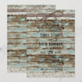 witte kant en twine Rustic Barn Wedding Kaart (Voorkant / Achterkant)