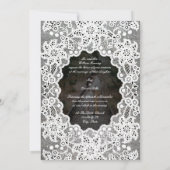 witte kant foto bruiloft uitnodigingen (Achterkant)