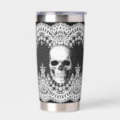 Witte Kant Gotische Schedel Geïsoleerde Drinkbeker (Links)
