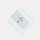 Witte kant Gouden Kruis Baby Blauw Religieus Papie Servetten (Hoek)