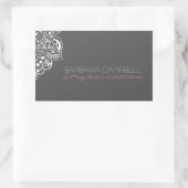 Witte Kant Grijs Bloemen Damast Rechthoekige Sticker (Tas)