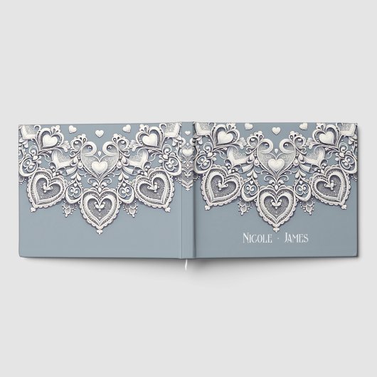 Witte Kant Harten Romantisch Charm Vrijgezellenfee Gastenboek (Volledig)