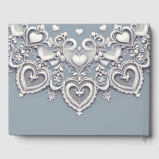 Witte Kant Harten Romantisch Charm Vrijgezellenfee Gastenboek (Achterkant)