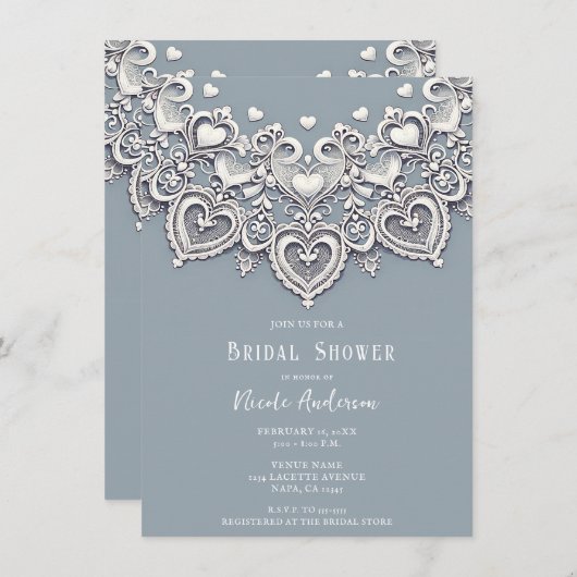 Witte Kant Harten Romantisch Charm Vrijgezellenfee Kaart (Voorkant / Achterkant)