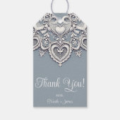 Witte Kant Harten Romantische Charm Bruiloft Bruid Cadeaulabel (Voorkant)