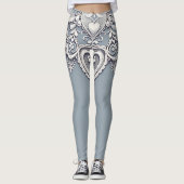 Witte Kant Harten Romantische Charm Elegant Leggings (Voorkant)