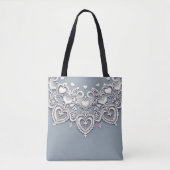 Witte Kant Harten Romantische Charm Elegant Tote Bag (Voorkant)