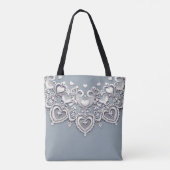 Witte Kant Harten Romantische Charm Elegant Tote Bag (Achterkant)