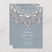 Witte Kant Harten Romantische Charm Elegante Bruil Kaart (Voorkant / Achterkant)