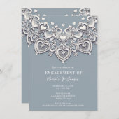 Witte Kant Harten Romantische Charm Verlovingsfees Kaart (Voorkant / Achterkant)