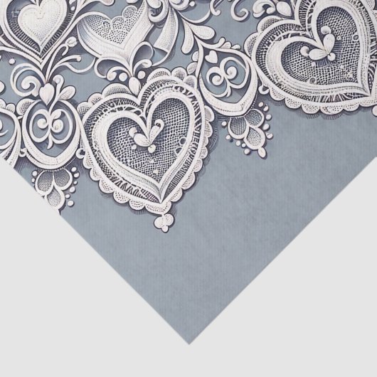 Witte kant harten romantische charme bruidsdouche tissuepapier (Detail)