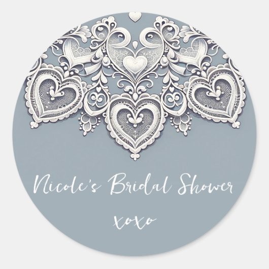 Witte kant harten Romantische Charme Bruidsmeisje  Ronde Sticker (Voorkant)