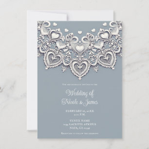 Witte Kant Harten Romantische Charme Elegante Trou Kaart