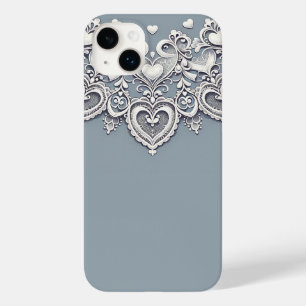 Witte Kant Hartjes Romantische Charme Elegant Case-Mate iPhone 14 Plus Hoesje