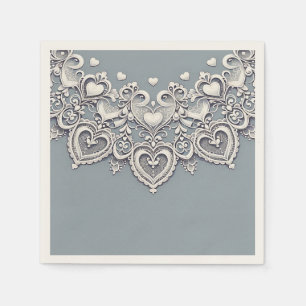Witte Kant Hartjes Romantische Charme Elegant Servet