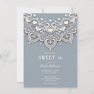 Witte Kant Hartjes Romantische Charme Sweet 16 Kaart