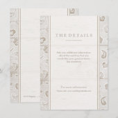 Witte kant hout rustieke land bruiloft detail kaar informatiekaartje (Voorkant / Achterkant)