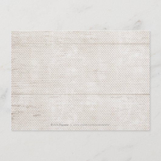 Witte kant hout rustieke land bruiloft receptie informatiekaartje (Achterkant)