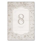 Witte kant hout rustieke land bruiloft tafel kaart (Achterkant)