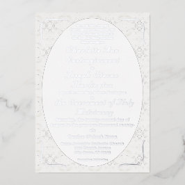  Witte Kant Katholieke bruiloft Folie Uitnodiging