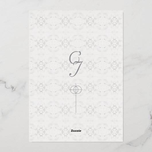  Witte Kant Katholieke bruiloft Folie Uitnodiging (Achterkant)