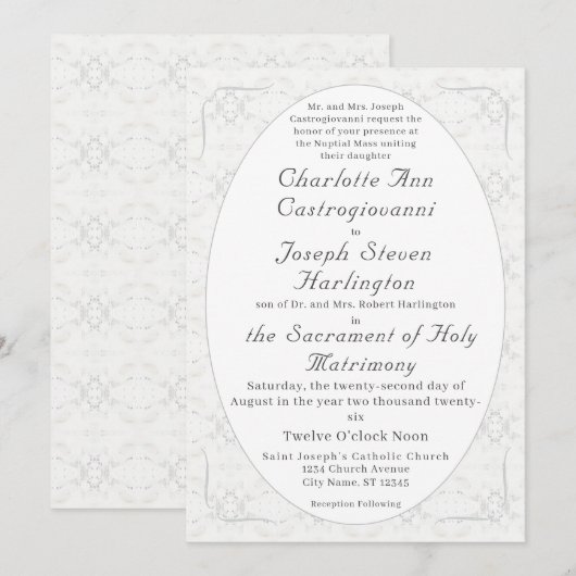  Witte Kant Katholieke bruiloft Kaart (Voorkant / Achterkant)