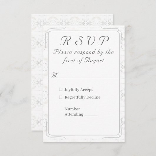  Witte Kant Katholieke bruiloft RSVP Kaartje (Voorkant / Achterkant)