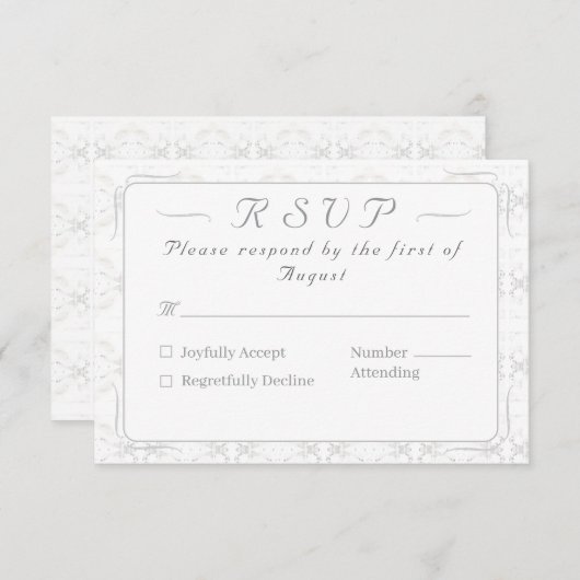 Witte Kant Katholieke bruiloft RSVP Kaartje (Voorkant / Achterkant)