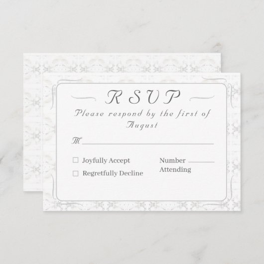 Witte Kant Katholieke bruiloft RSVP Kaartje (Voorkant / Achterkant)